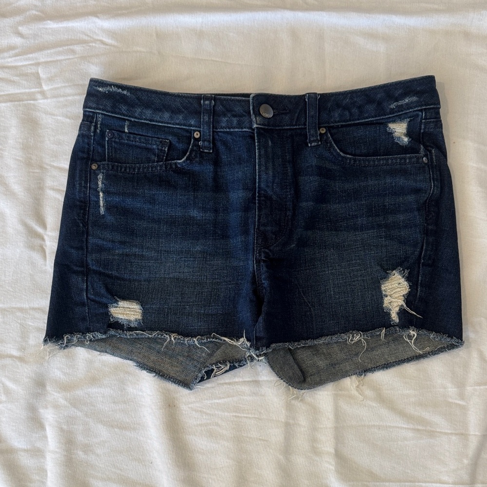 Dark Blue Distressed Women's Denim Shorts